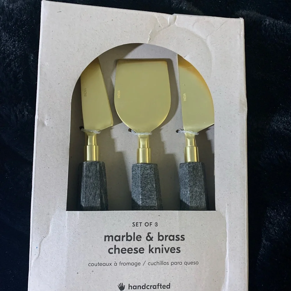 West Elm green cheese knives set